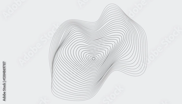 Fototapeta Fluid spiral elevation map with smooth abstract topographic contour lines