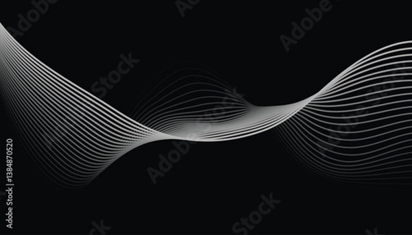 Fototapeta Horizontal flowing topographic lines in minimal white background design