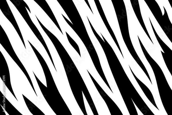 Obraz Tiger texture abstract background black and white. Vector jungle strip seamless repeat pattern. print