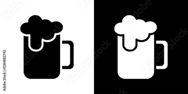 Fototapeta Beer mug icons vector set in solid flat style