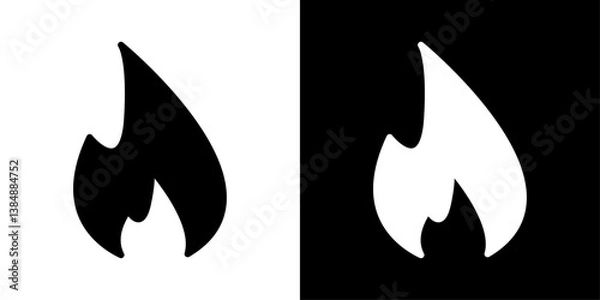 Fototapeta Fire icons vector set in solid flat style