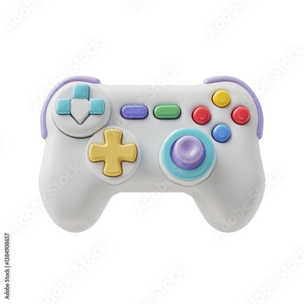 Fototapeta Colorful Gaming Controller Close-Up: A Unique Design with Multicolored Buttons, Joysticks, and Modern Finish a transparent background.