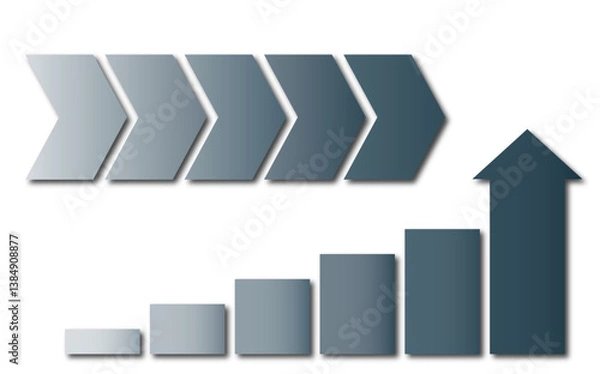 Obraz 右肩上がりの棒グラフとシンプルな矢印のイラスト_4