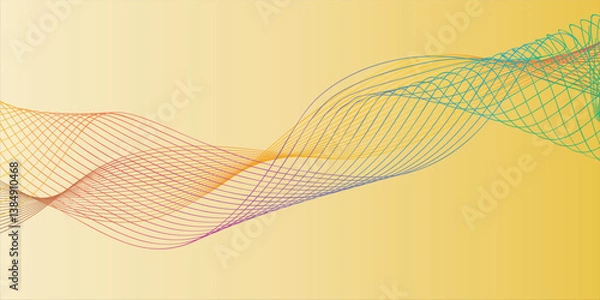 Fototapeta yellow orange lines wave curves soft gradient abstract background