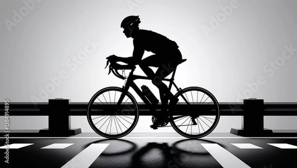 Obraz silhouette of cyclist on the road