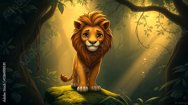 Obraz lion in the night