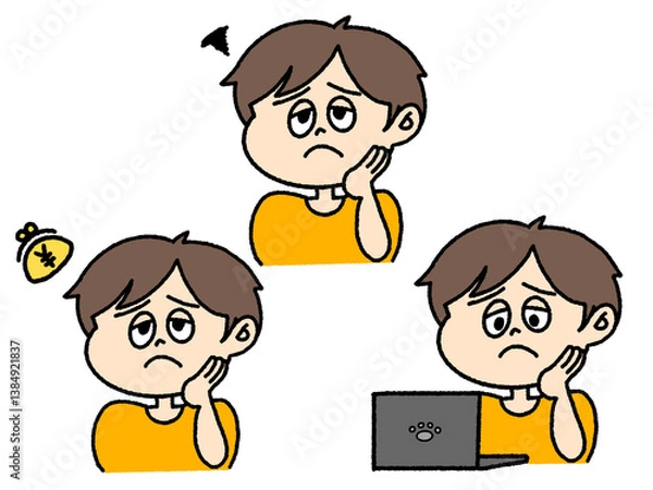 Obraz 困り果てた男性のイラストセット