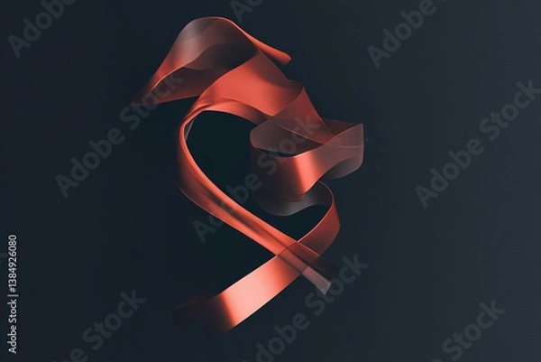 Fototapeta Abstract ribbon on a dark background. Abstract neomorphic.