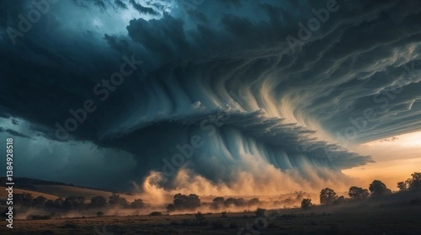 Fototapeta A storm cloud is in the sky and it is very dark