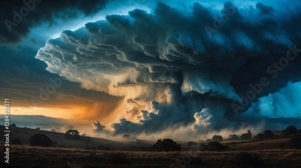 Fototapeta A large cloud of stormy weather is in the sky