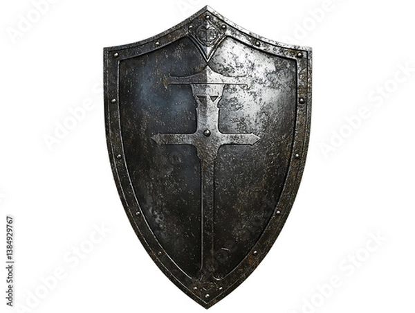 Fototapeta medieval shield dark ages knight shield on Transparent Background 