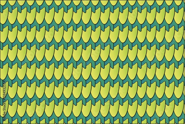 Obraz Mermaid fish scale wave japanese seamless pattern.  Paper cut style, 3d effect. Print for textile, wallpaper.