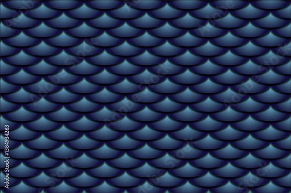 Obraz Mermaid fish scale wave japanese seamless pattern.  Paper cut style, 3d effect. Print for textile, wallpaper.