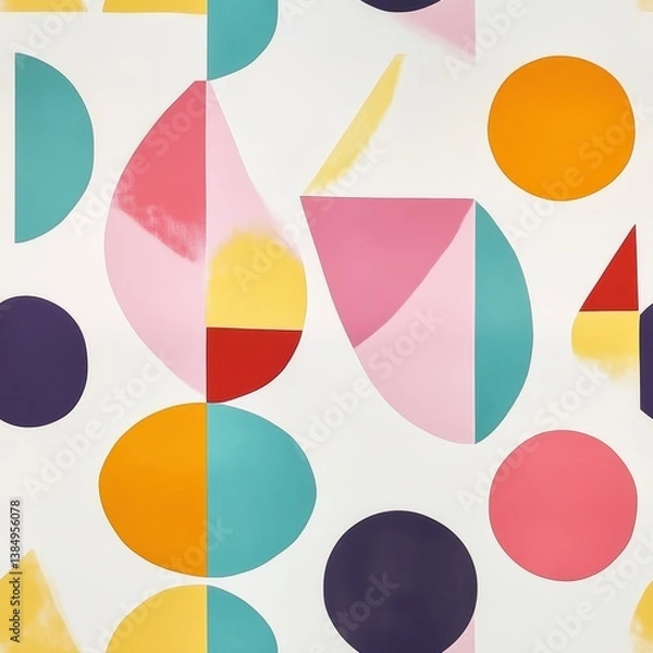Obraz Colorful Geometric Seamless Pattern with Abstract Shapes