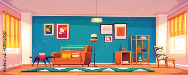 Fototapeta Parallax game background with modern living room