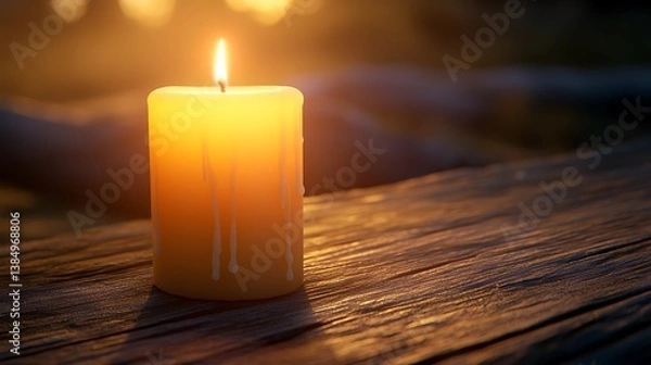 Obraz Candlelight on weathered wood