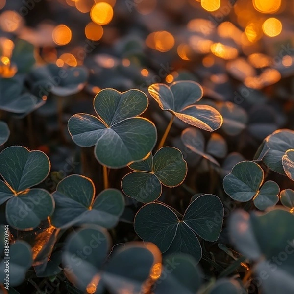 Fototapeta Clover Field Sunset Glow