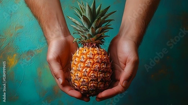Fototapeta pineapple in hands