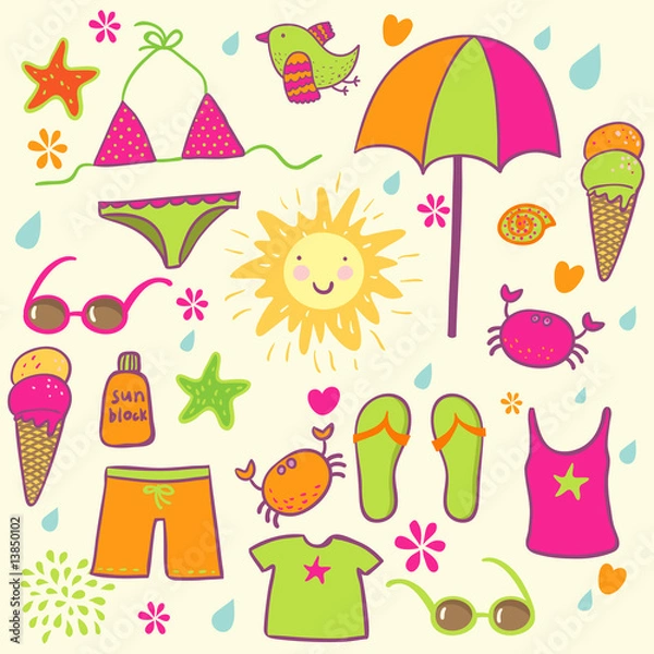 Obraz beach accessories - cute set