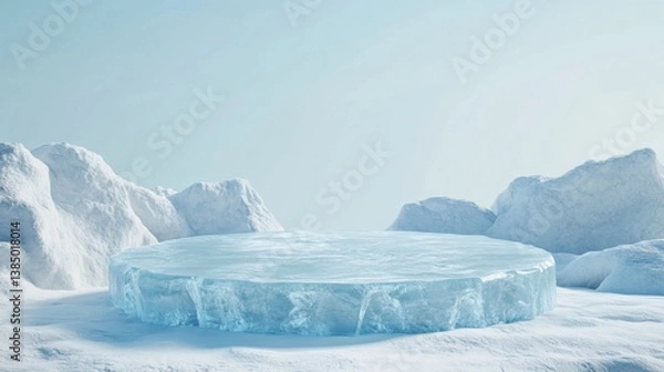 Fototapeta a large iceberg sitting on top of a snow covered ground