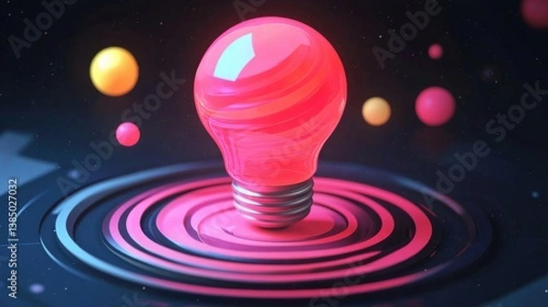 Fototapeta a pink light bulb floating in a pool of water