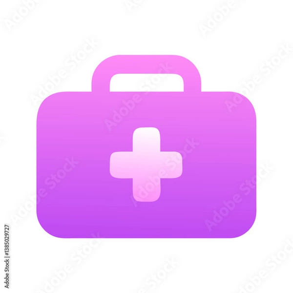 Fototapeta First aid kit icon in purple gradient vector style

