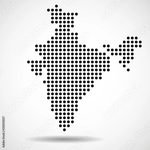 Fototapeta Abstract map of India from round dots