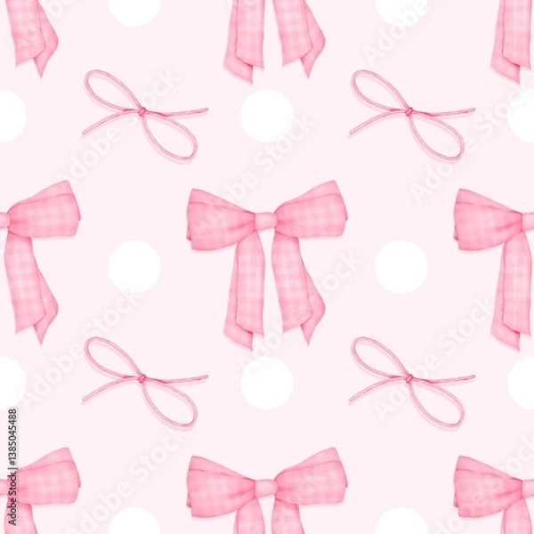 Fototapeta seamless pink ribbon bow  pattern