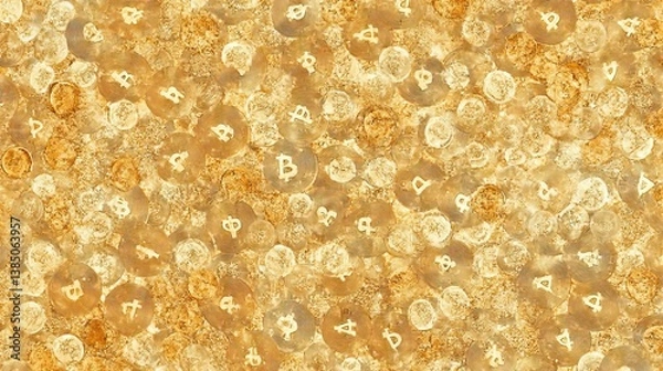 Fototapeta Abstract golden crypto symbols pattern background