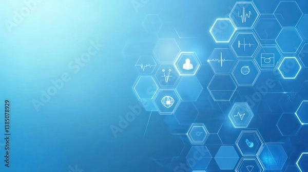 Fototapeta Abstract medical technology background, health icons