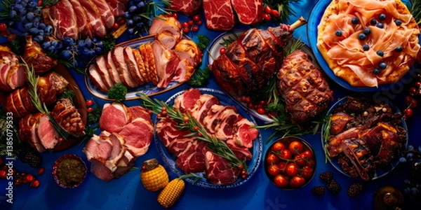 Obraz various juicy meats from roasts to drumsticks