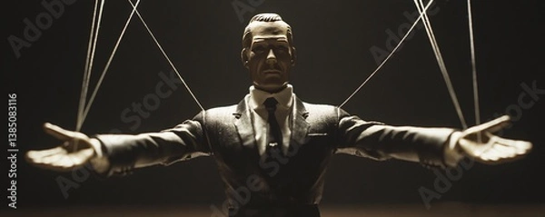 Fototapeta Businessman puppet being controlled by strings