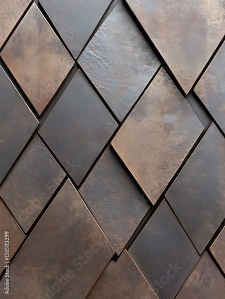 Fototapeta Copper Diamond Tiles Wall Detail