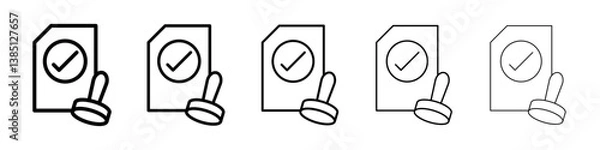 Fototapeta Approved document icons vector set in different stroke line style