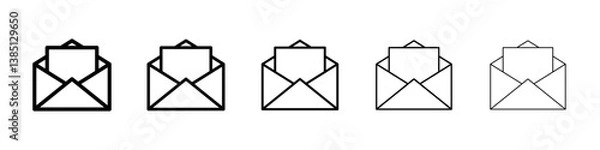 Fototapeta email icons vector set in different stroke line style