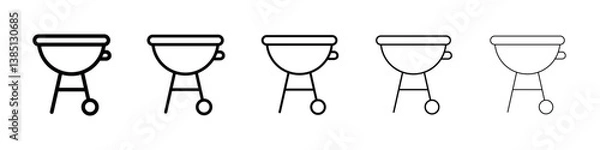 Fototapeta Grill icons vector set in different stroke line style