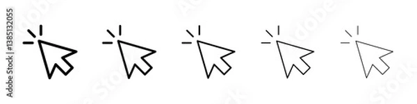 Fototapeta Mouse pointer icons vector set in different stroke line style