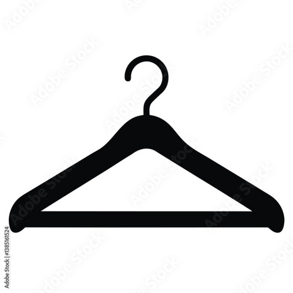 Fototapeta Isolated Black Clothes Hanger Icon, Minimalist Design
