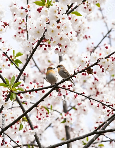 Obraz Cherry trees and Birds