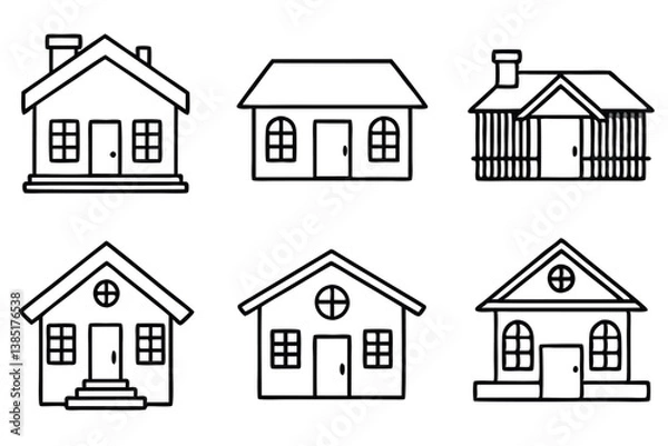 Fototapeta Cottage Line Art Illustration Detailed Sketch for Artistic Projects