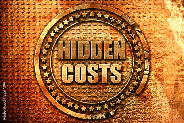 Fototapeta hidden costs, 3D rendering, metal text