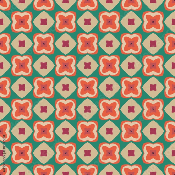 Obraz Beautiful seamless geometric floral pattern perfect for fabric, wallpaper and home decor