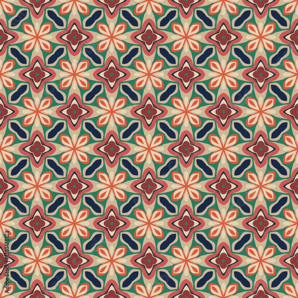 Obraz Beautiful seamless geometric floral pattern perfect for fabric, wallpaper and home decor