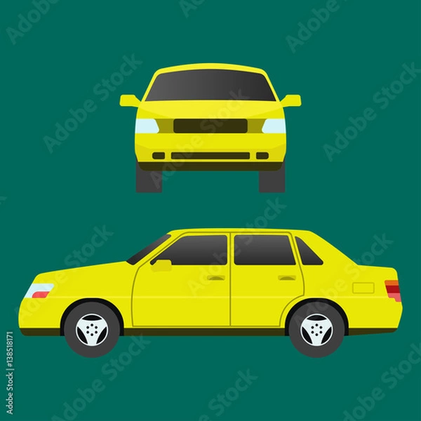 Obraz Car vehicle transport type design travel race model sign technology style and generic automobile contemporary kid toy flat vector illustration isolated icon.