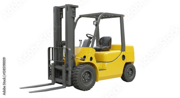 Fototapeta Isolated Yellow Forklift Truck Industrial Vehicle