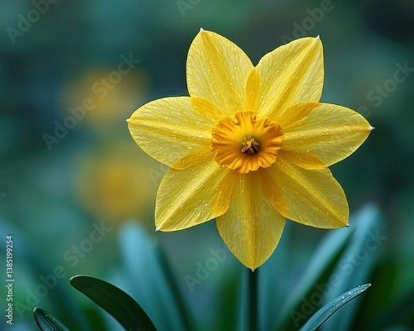 Fototapeta A Single Yellow Daffodil in Bloom