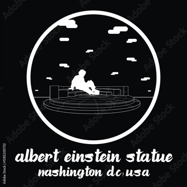 Obraz Circle Icon Albert Einstein Statue. Vector illustration