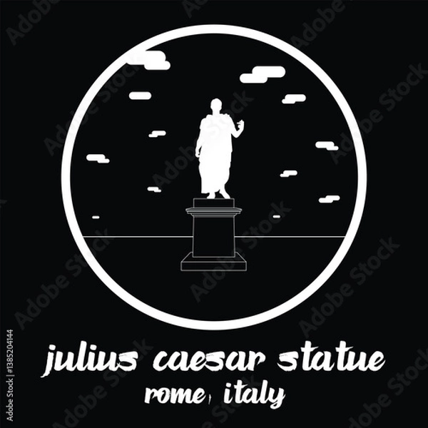 Obraz Circle Icon Julius Caesar Statue. Vector illustration