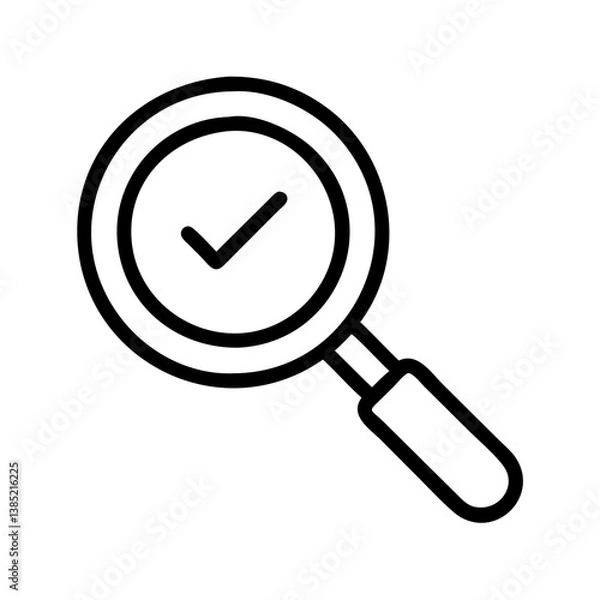 Fototapeta Search find check mark verification magnifying glass icon vector for success and approval symbol design