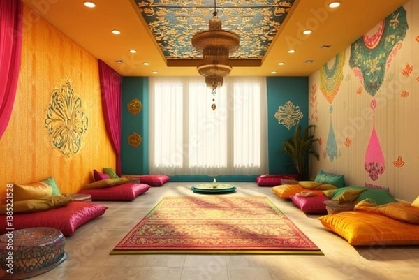 Obraz A room with a blue wall and a yellow wall